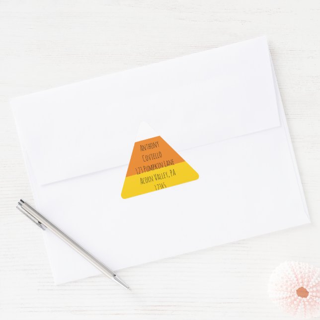 Candy Corn Halloween Return Address Triangle Sticker (Envelope)