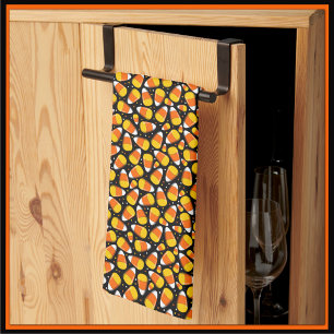 Candy Corn Halloween Tea Towel