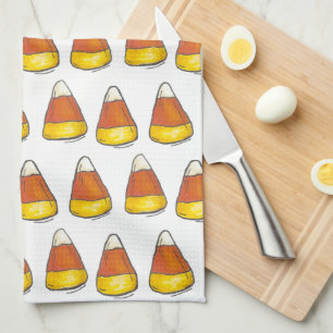 Candy Corn Halloween Thanksgiving Trick or Treat Tea Towel