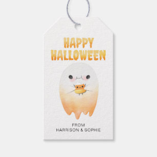 Candy Corn Happy Halloween Ghost Personalised Name Gift Tags