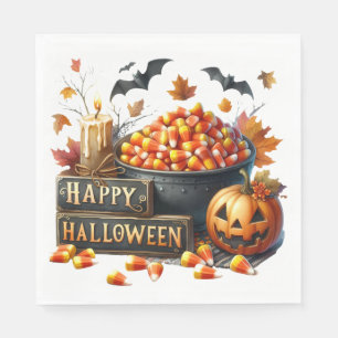 Candy Corn Happy Halloween Paper Napkin