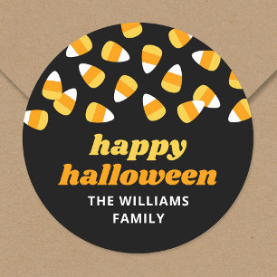 Candy Corn Happy Halloween Party Favor Classic Round Sticker