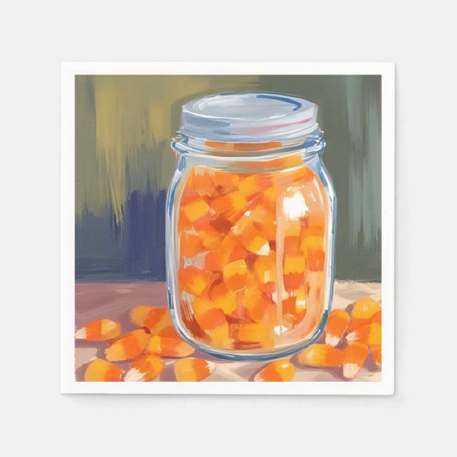 Candy Corn Jar | Happy Halloween  Napkin (Front)