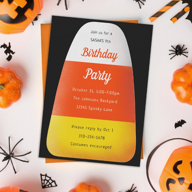 Candy Corn Kids Halloween Birthday Party Invitation (Creator Uploaded)