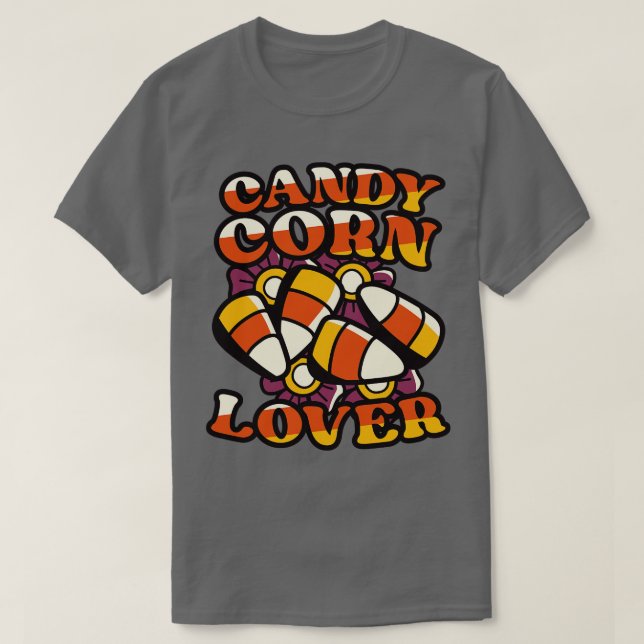 Candy Corn Lover Fun Colourful Halloween Candy T-Shirt (Design Front)