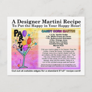 Candy Corn Martini Recipe Card Postcard