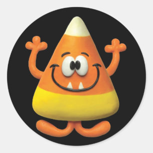 Candy Corn Monster Classic Round Sticker