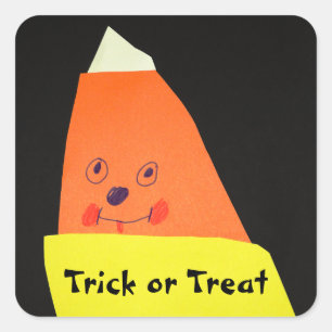 Candy Corn Monster Square Sticker