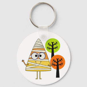 Candy Corn Mummy Halloween Key Ring