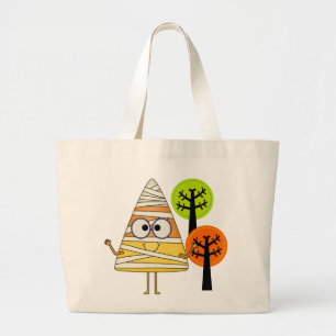 Candy Corn Mummy Halloween Large Tote Bag