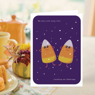Candy Corn Pair "Counting Our Blessings" Fall Holiday Card