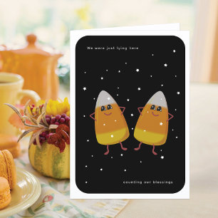 Candy Corn Pair "Counting Our Blessings" Fall Holiday Card
