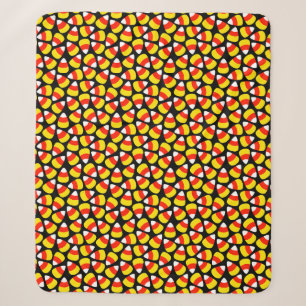 Candy Corn Pattern Black Halloween Sherpa Blanket