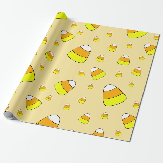 Candy Corn Pattern Halloween Wrapping Paper (Unrolled)