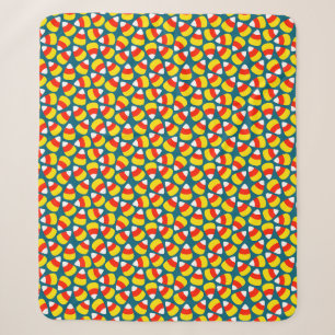 Candy Corn Pattern Teal Halloween Sherpa Blanket