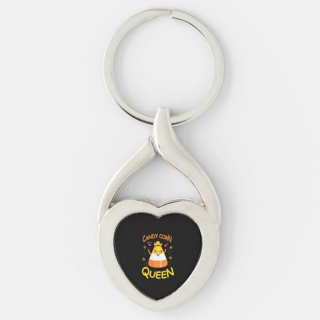 Candy Corn Queen Cute Halloween Kawaii Crown Key Ring (Front)