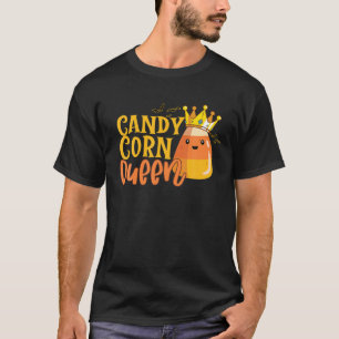 Candy Corn Queen Funny Halloween Apparel Cute Crow T-Shirt