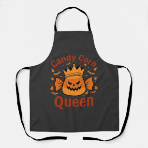 Candy Corn Queen Halloween Crown Bats_1 Apron