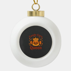 Candy Corn Queen Halloween Crown Bats_1 Ceramic Ball Christmas Ornament