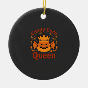 Candy Corn Queen Halloween Crown Bats_1 Ceramic Tree Decoration