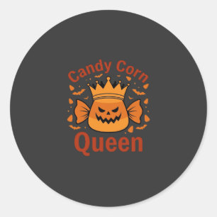Candy Corn Queen Halloween Crown Bats_1 Classic Round Sticker