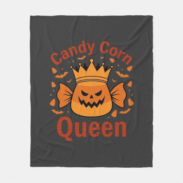 Candy Corn Queen Halloween Crown Bats_1 Fleece Blanket (Front)