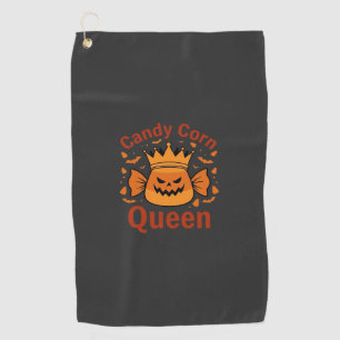 Candy Corn Queen Halloween Crown Bats_1 Golf Towel