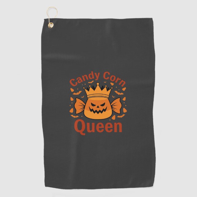 Candy Corn Queen Halloween Crown Bats_1 Golf Towel (Front)