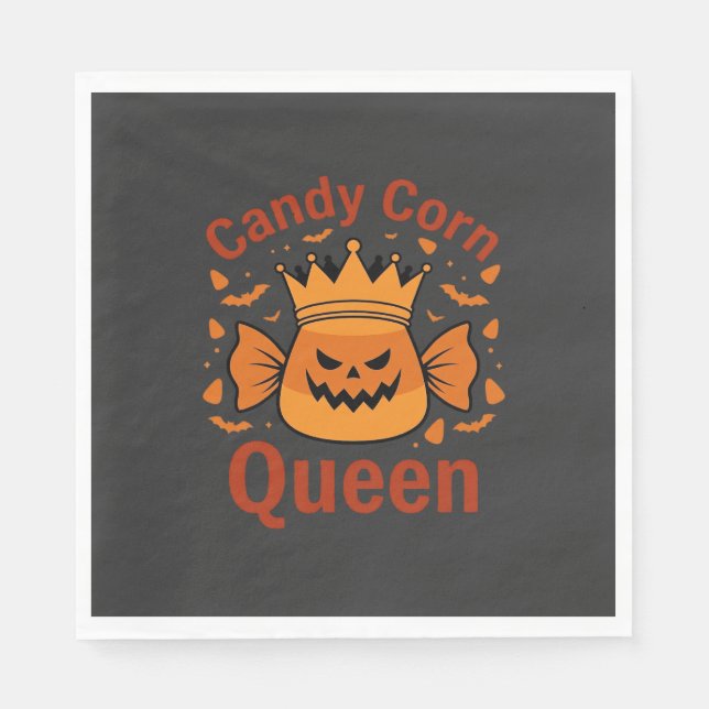 Candy Corn Queen Halloween Crown Bats_1 Napkin (Front)