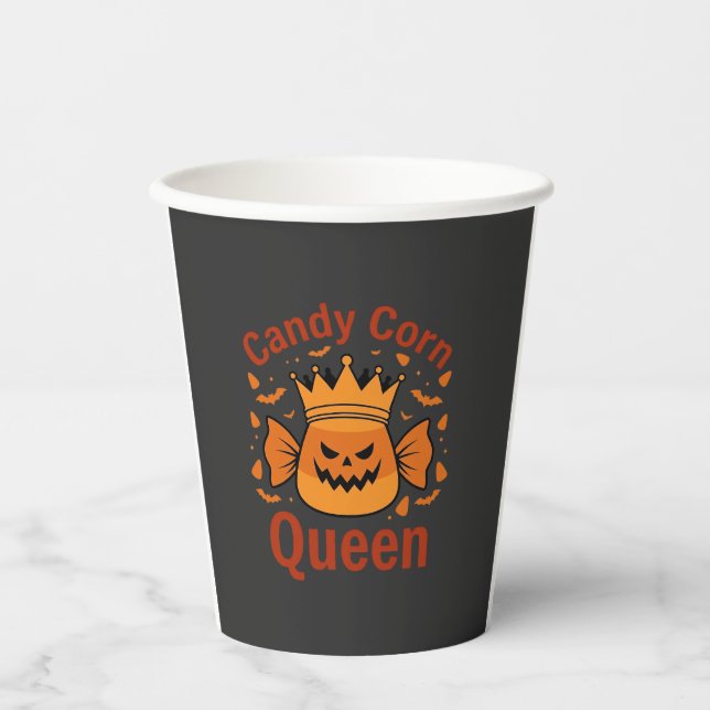 Candy Corn Queen Halloween Crown Bats_1 Paper Cups (Front)