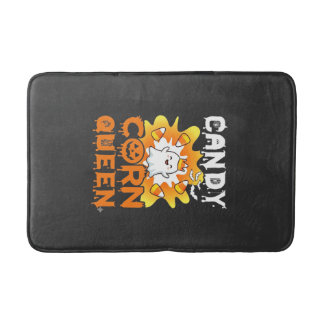 Candy Corn Queen Halloween Ghost Bats Spider Web Bath Mat
