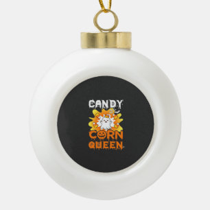 Candy Corn Queen Halloween Ghost Bats Spider Web Ceramic Ball Christmas Ornament