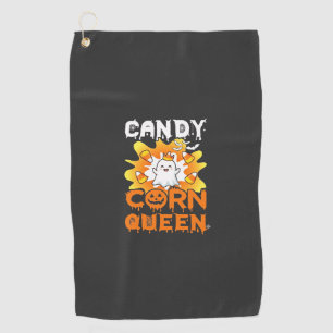 Candy Corn Queen Halloween Ghost Bats Spider Web Golf Towel