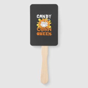 Candy Corn Queen Halloween Ghost Bats Spider Web Hand Fan