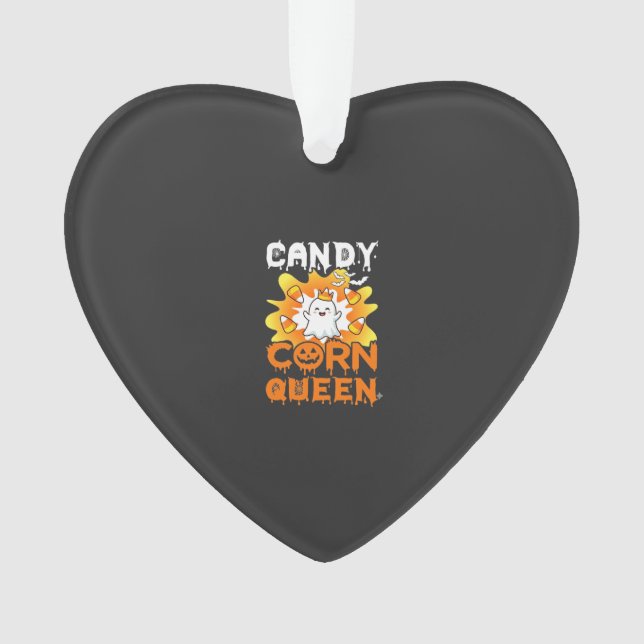 Candy Corn Queen Halloween Ghost Bats Spider Web Ornament (Front)