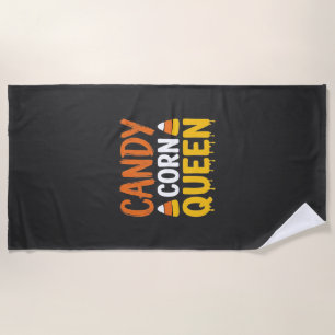 Candy Corn Queen Halloween Graphic_1 Beach Towel