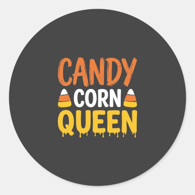 Candy Corn Queen Halloween Graphic_1 Classic Round Sticker (Front)