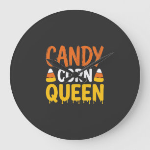 Candy Corn Queen Halloween Graphic_1 Large Clock