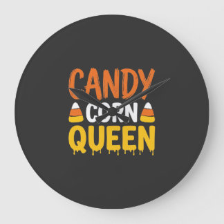 Candy Corn Queen Halloween Graphic_1 Large Clock