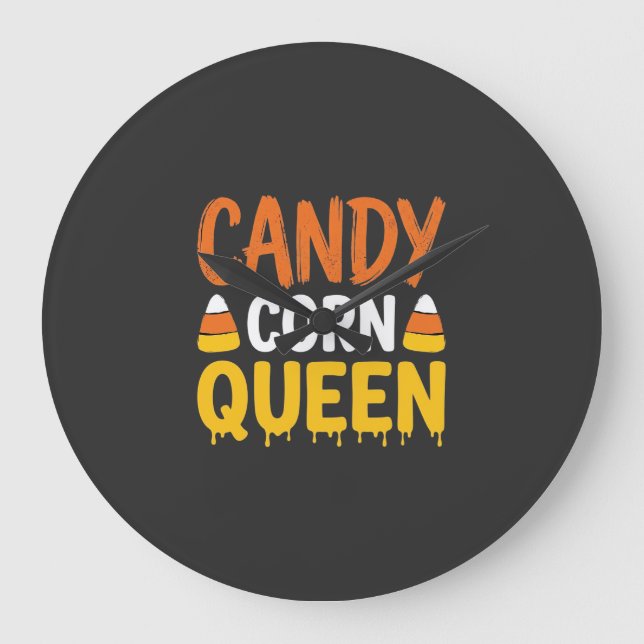 Candy Corn Queen Halloween Graphic_1 Large Clock (Front)