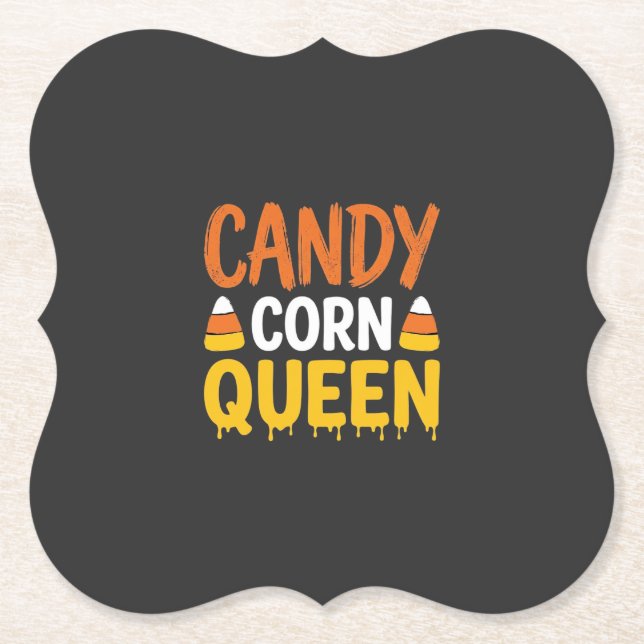 Candy Corn Queen Halloween Graphic_1 Paper Coaster (Front)