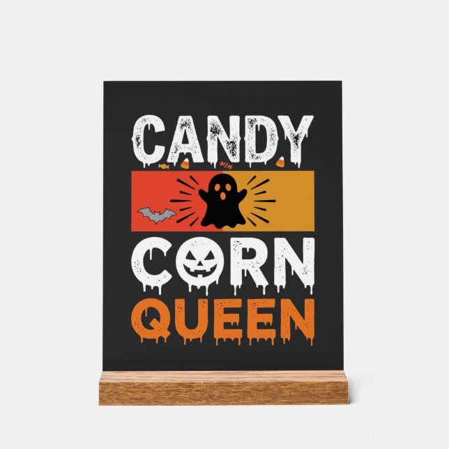 Candy Corn Queen Halloween SVG Design Acrylic Sign (Front)