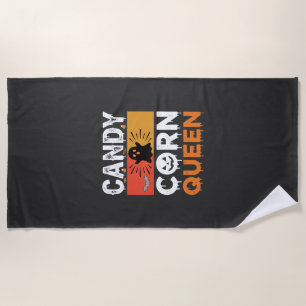 Candy Corn Queen Halloween SVG Design Beach Towel