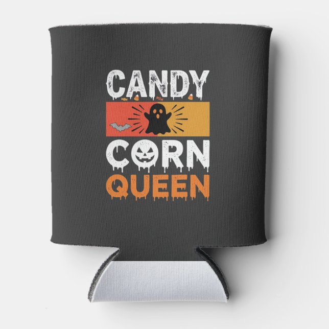 Candy Corn Queen Halloween SVG Design Can Cooler (Front)