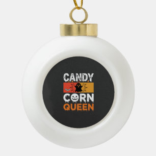 Candy Corn Queen Halloween SVG Design Ceramic Ball Christmas Ornament