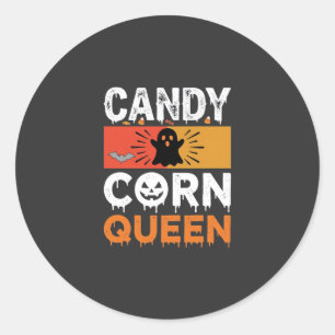 Candy Corn Queen Halloween SVG Design Classic Round Sticker