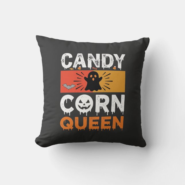 Candy Corn Queen Halloween SVG Design Cushion (Front)
