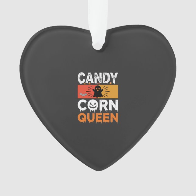 Candy Corn Queen Halloween SVG Design Ornament (Front)