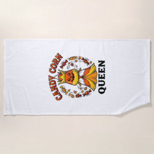 Candy Corn Queen Vintage Halloween Candy Shirt Art Beach Towel