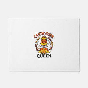 Candy Corn Queen Vintage Halloween Candy Shirt Art Doormat